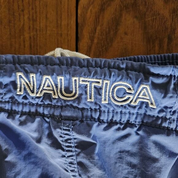 Nautica Men’s XXL W38 Blue Elastic Waist Swim Shorts Lined with Pockets - Picture 7 of 9